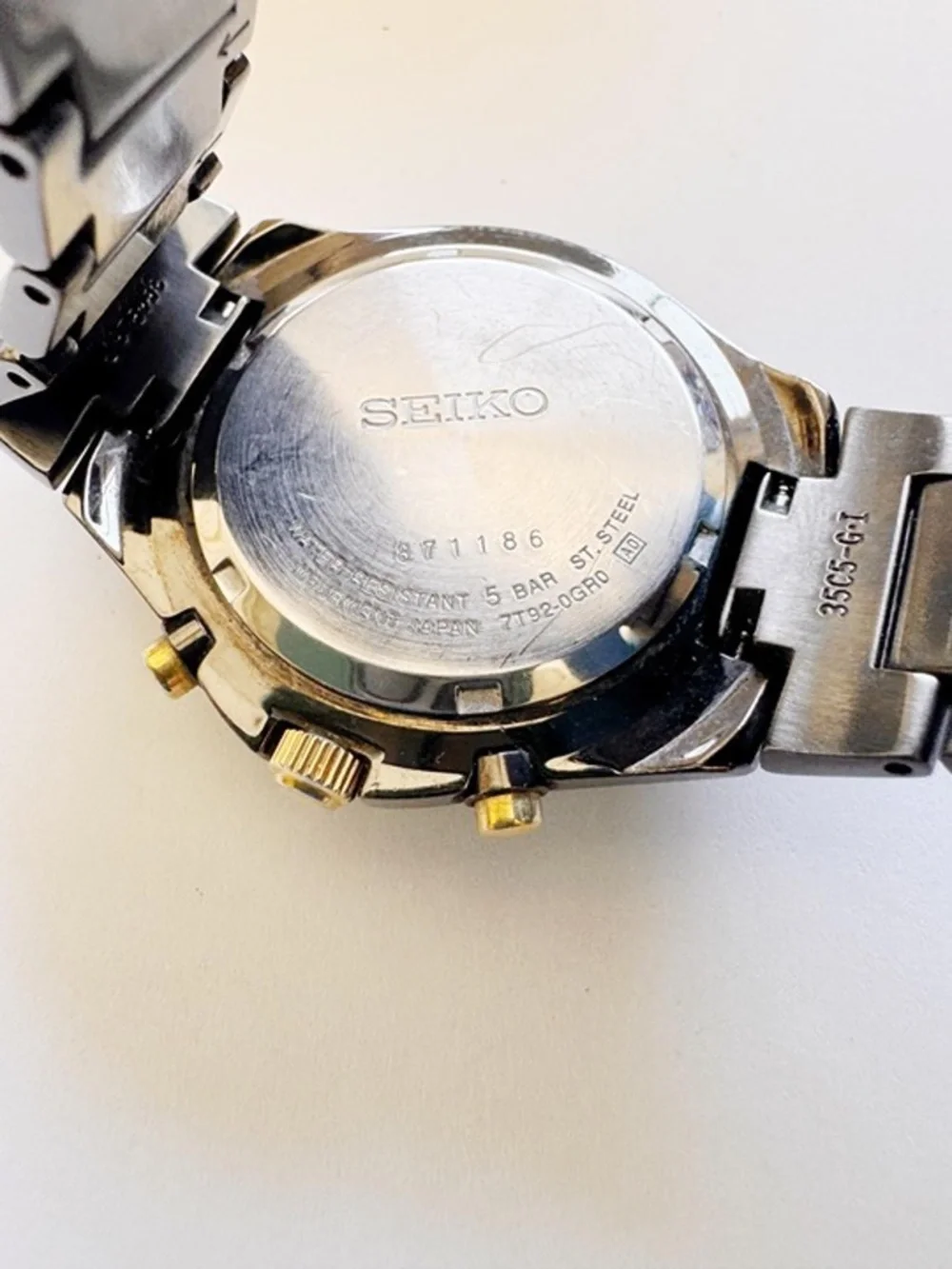 Seiko Chronograph Stainless Steel Watch 6.75”